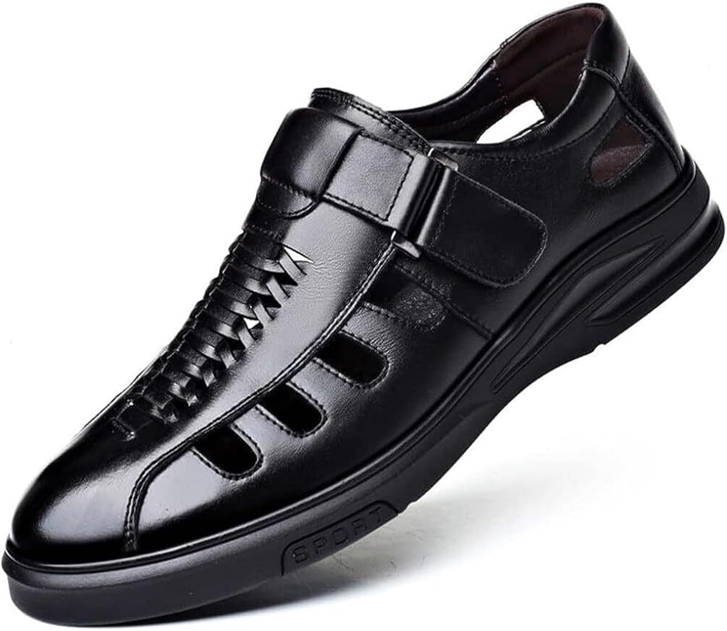 

Мужские черные деловые сандалии с нескользящей и износостойкой подошвой, спортивные кроссовки, мужские дышащие и комфортные сандалии для улицы Generic