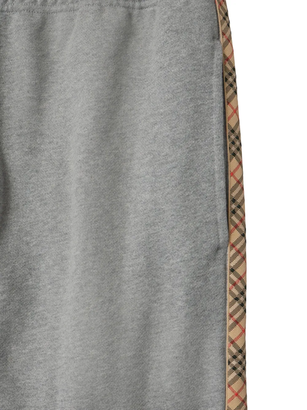 Хлопковые спортивные брюки с клетчатой отделкой BURBERRY, серый — фото 2