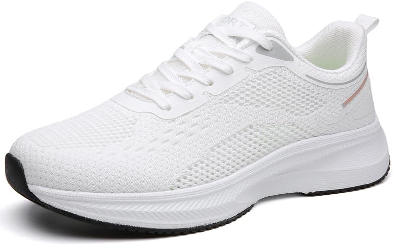 

Мужские повседневные легкие кроссовки с шнуровкой, противоскользящие, дышащие, с сетчатым верхом, низкие, подходят для ходьбы, тенниса и повседневных поездок Igzbibg, белый