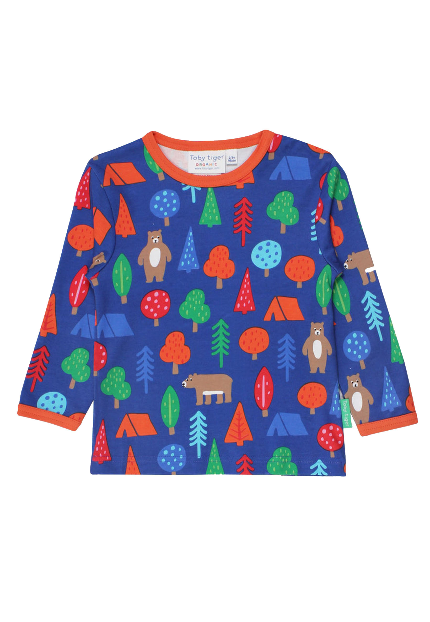 

Футболка Toby Tiger Langarm mit Camping Bären Print, синий