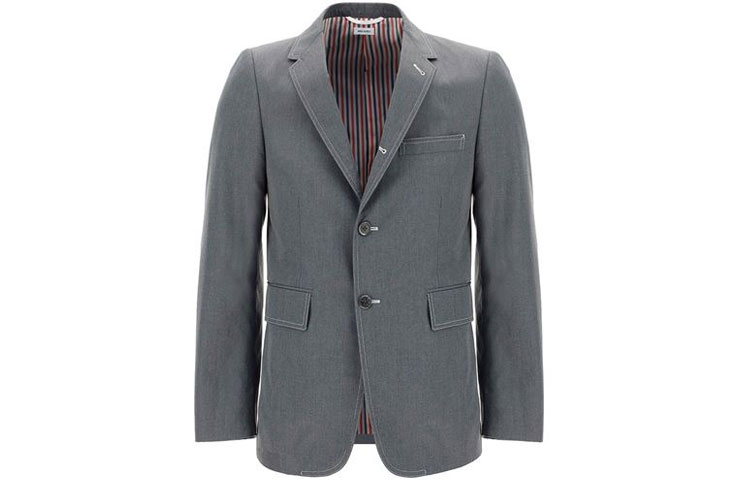 

Однобортный приталенный блейзер THOM BROWNE, серый