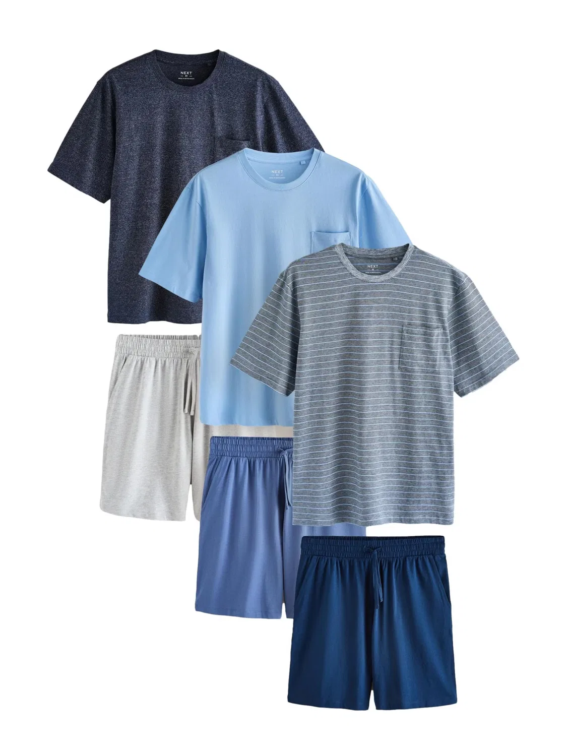 Короткая пижама Next, Navy/Light Blue/Dark Blue/Mottled Grey