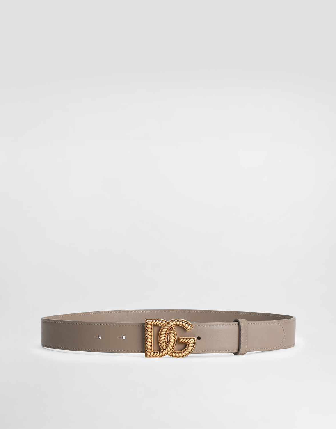 

Ремень из телячьей кожи plongé с логотипом dg Dolce & Gabbana, бежевый