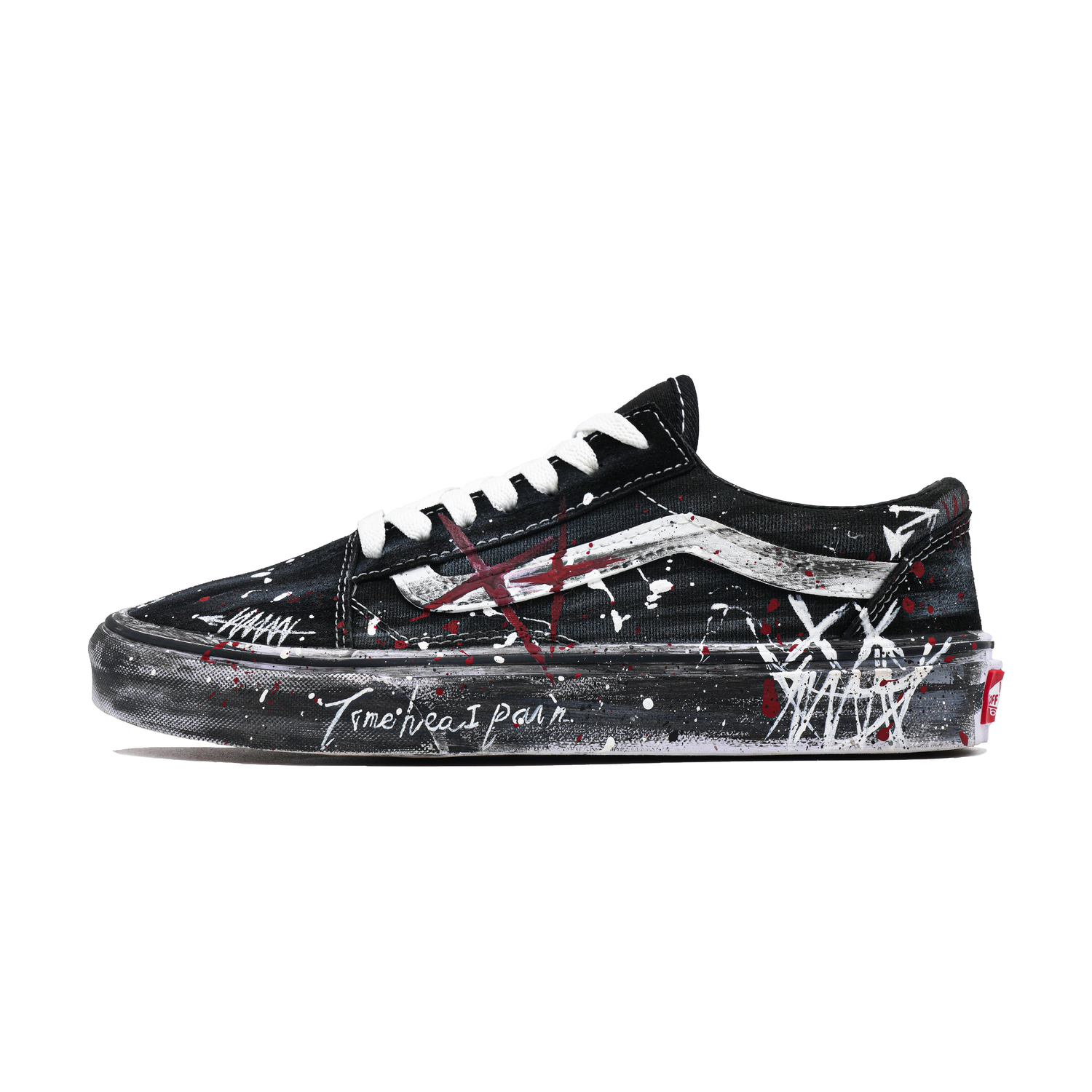 

Vans Олд скул красный чарм смайлик дышащие низкие кеды из холста унисекс черно-красные, цвет Black Red