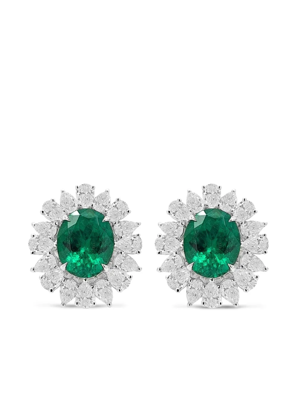 

Серьги из белого золота с бриллиантами и изумрудами HYT Jewelry, серебяный