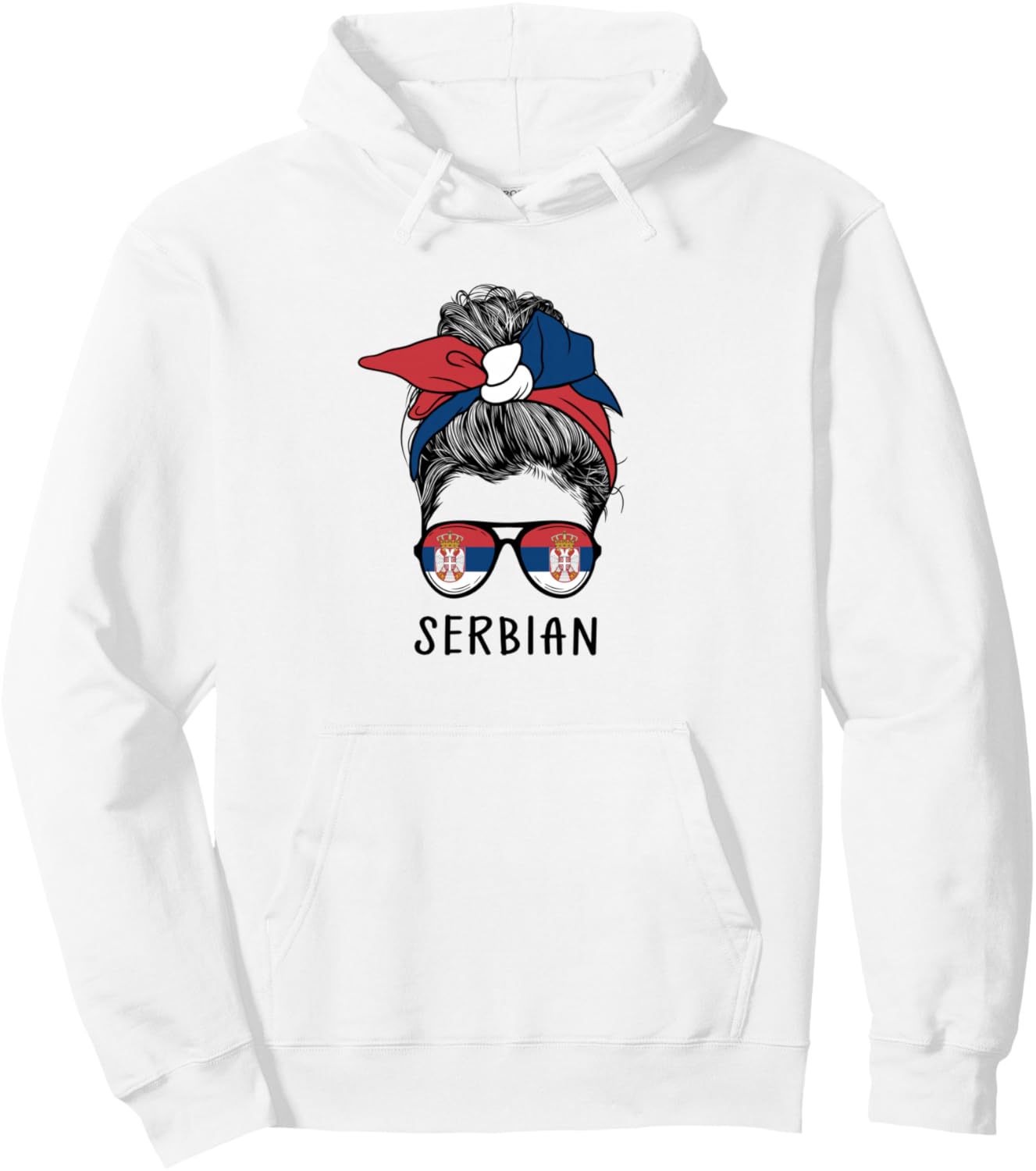 

Сербская девушка, сербское наследие, толстовка с флагом Сербии Messy Bun Matching Novelty Outfits ..., белый