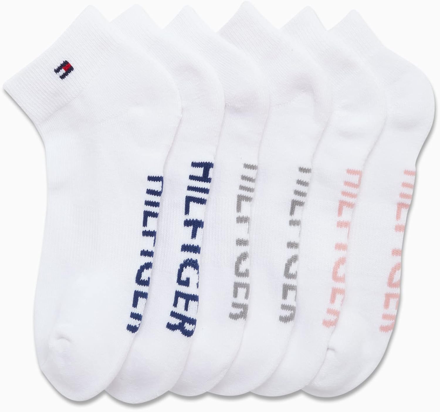 Женские носки Tommy Hilfiger Flag Sport Cushion Short Crew Socks, 6 пар, White Logo — фото 4