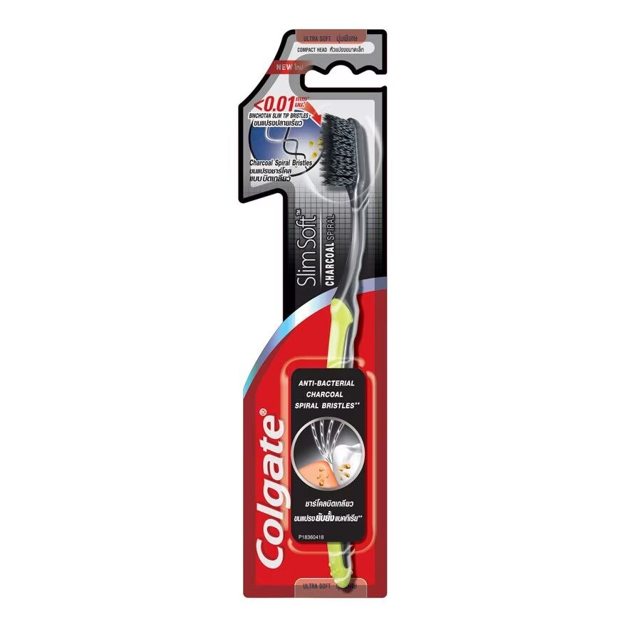 

Colgate Зубная щетка Slim Soft Угольная спираль P1, Black