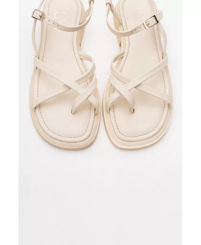 Антас Strappy Кожаные Плоские Сандалии (Женщины) Forever & Always Shoes, коричневый/бежевый — фото 2