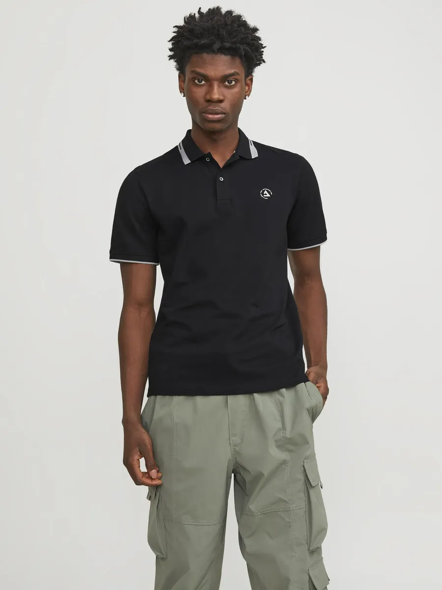 

Рубашка-поло Jack & Jones "JCOHASS LOGO POLO SS LN", черный