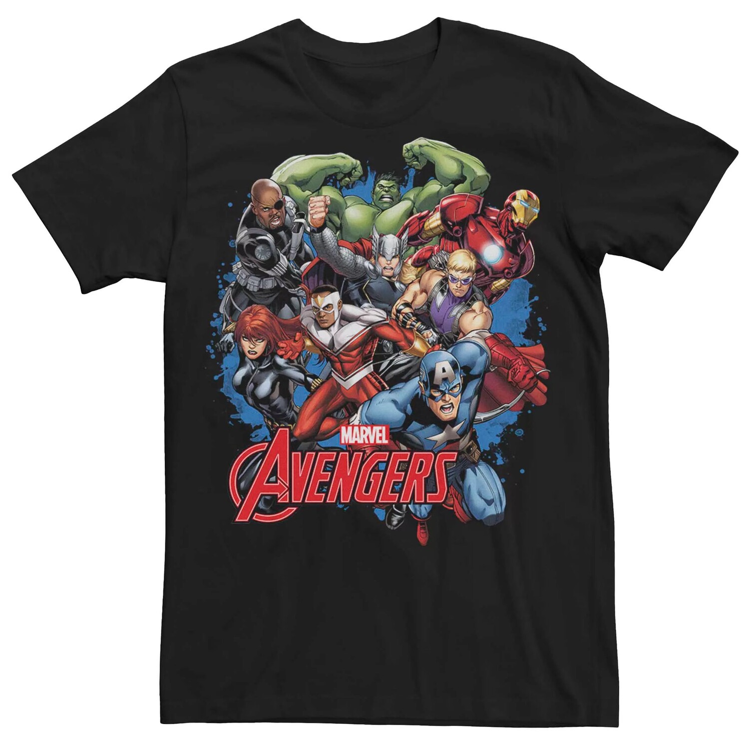 

Мужская футболка Marvel Avengers Splatter Team Group Shot Licensed Character
