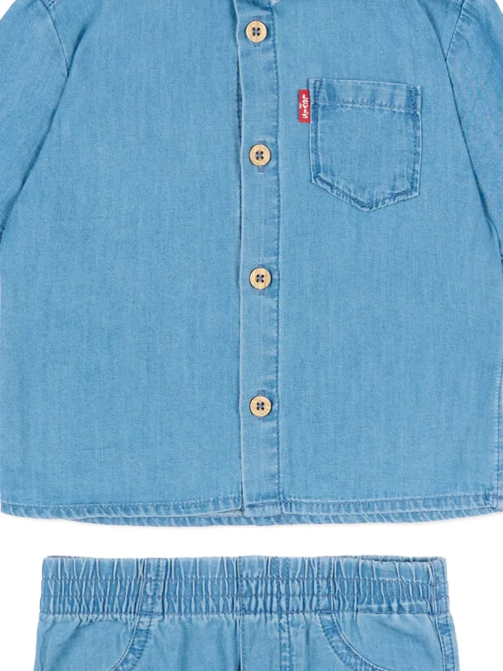 Комплект из рубашки на пуговицах и шорт Levi'S Kids, синий — фото 3