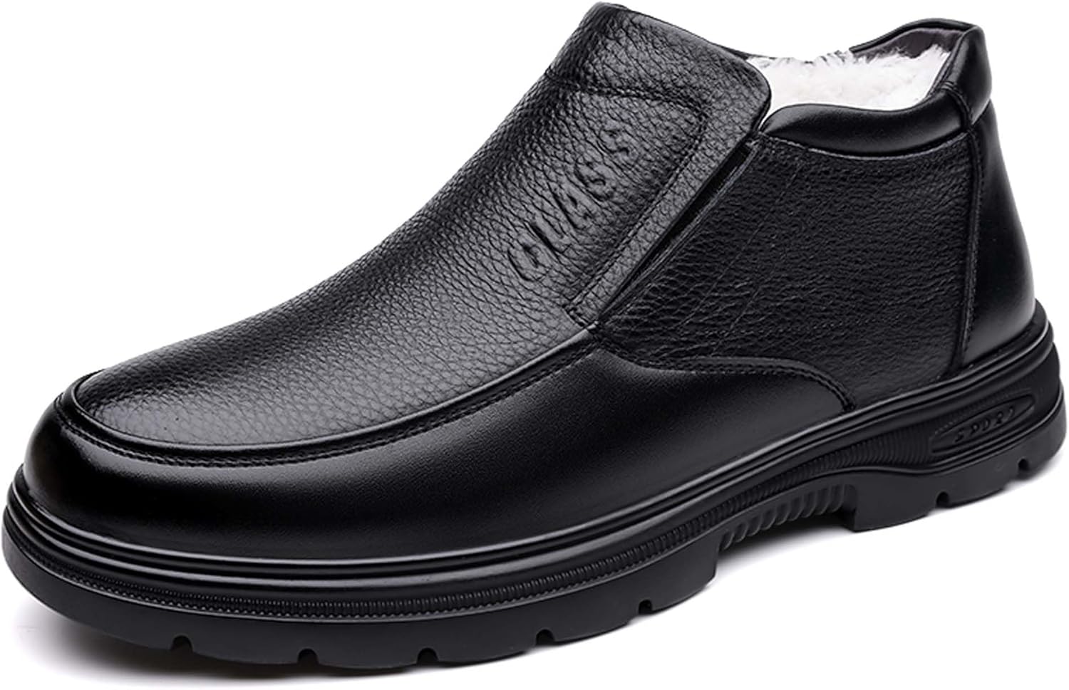 

Мужские зимние кроссовки из натуральной кожи с теплым бархатным подкладом, высокие, с хлопковой подкладкой, противоскользящие ботинки Generic, черный