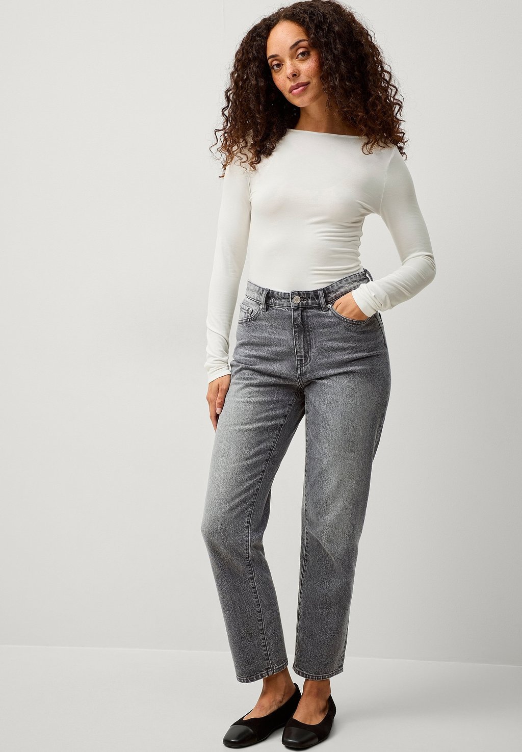 

Футболка с длинным рукавом SOFT MIT BOOTSHALS Ellos Collection, белый