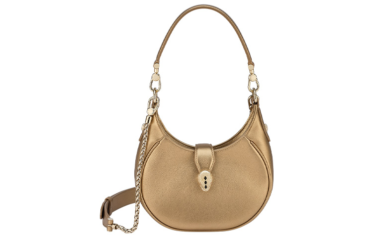 

Сумка Serpenti Ellipse из телячьей кожи, через плечо, кросс-боди малого размера для женщин золотистого цвета BVLGARI