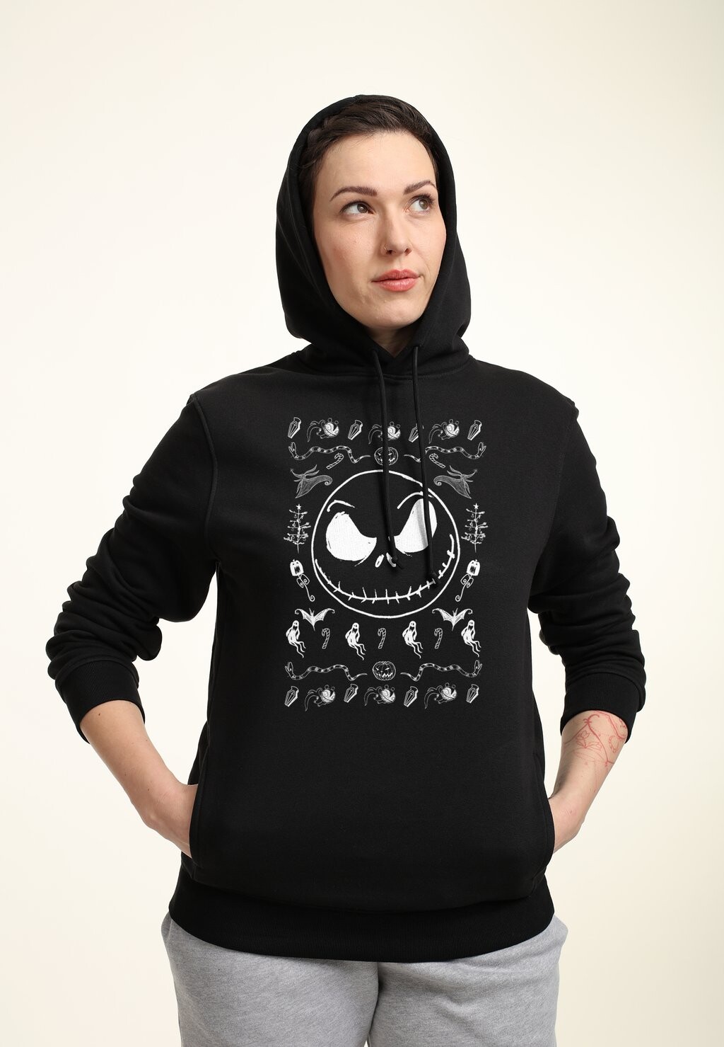 

Толстовка с капюшоном NIGHTMARE BEFORE CHRISTMAS JACK SPOOKY Disney, черный