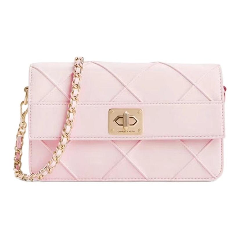 

CHARLES&KEITH Кроссбод сумка малая женская кремово-молочная белая черная, Light Pink