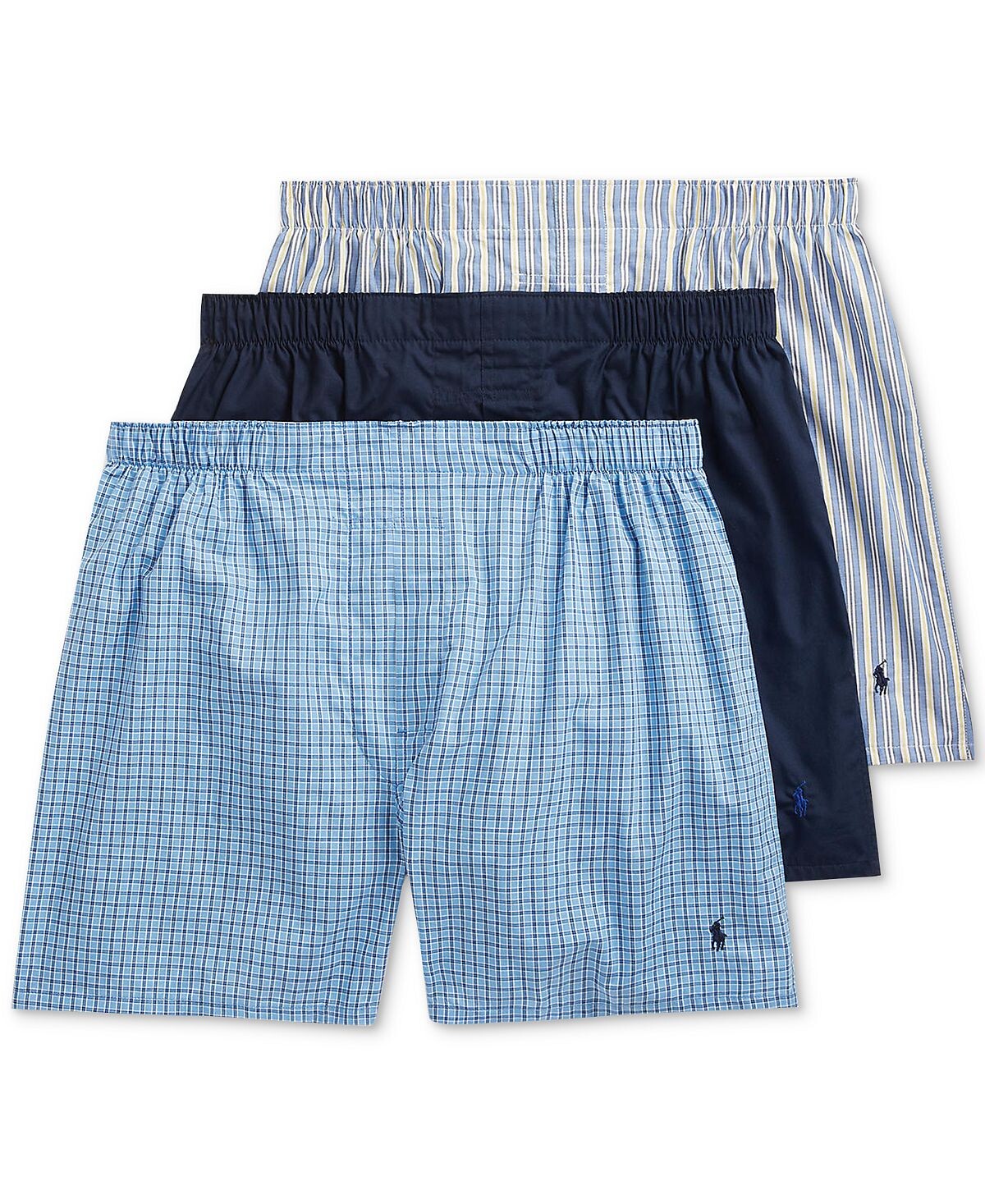 

Мужские тканые боксеры из трех пар больших и высоких размеров Polo Ralph Lauren