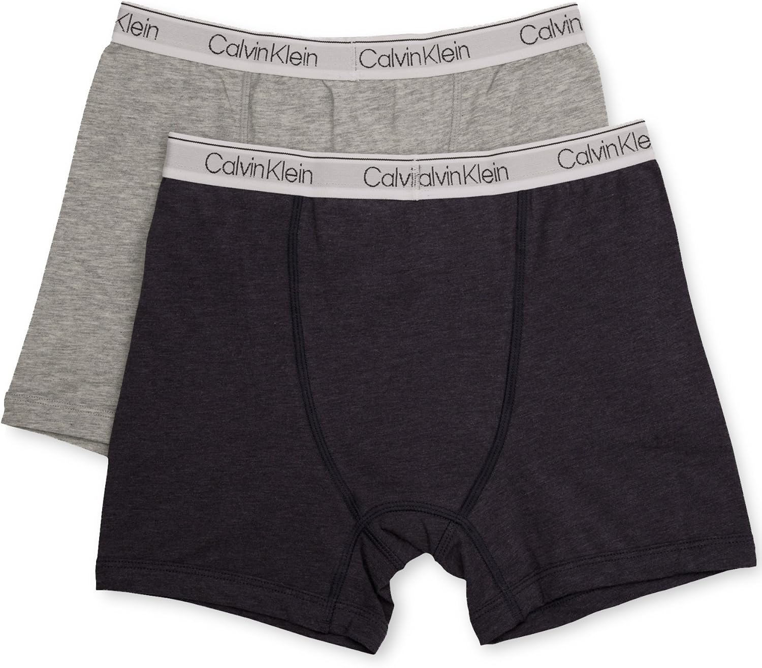 Комплект из двух пар трусов-боксеров Calvin Klein для мальчиков | Премиальный хлопок, комфорт, Heather Navy Blue/Heather Grey — фото 3
