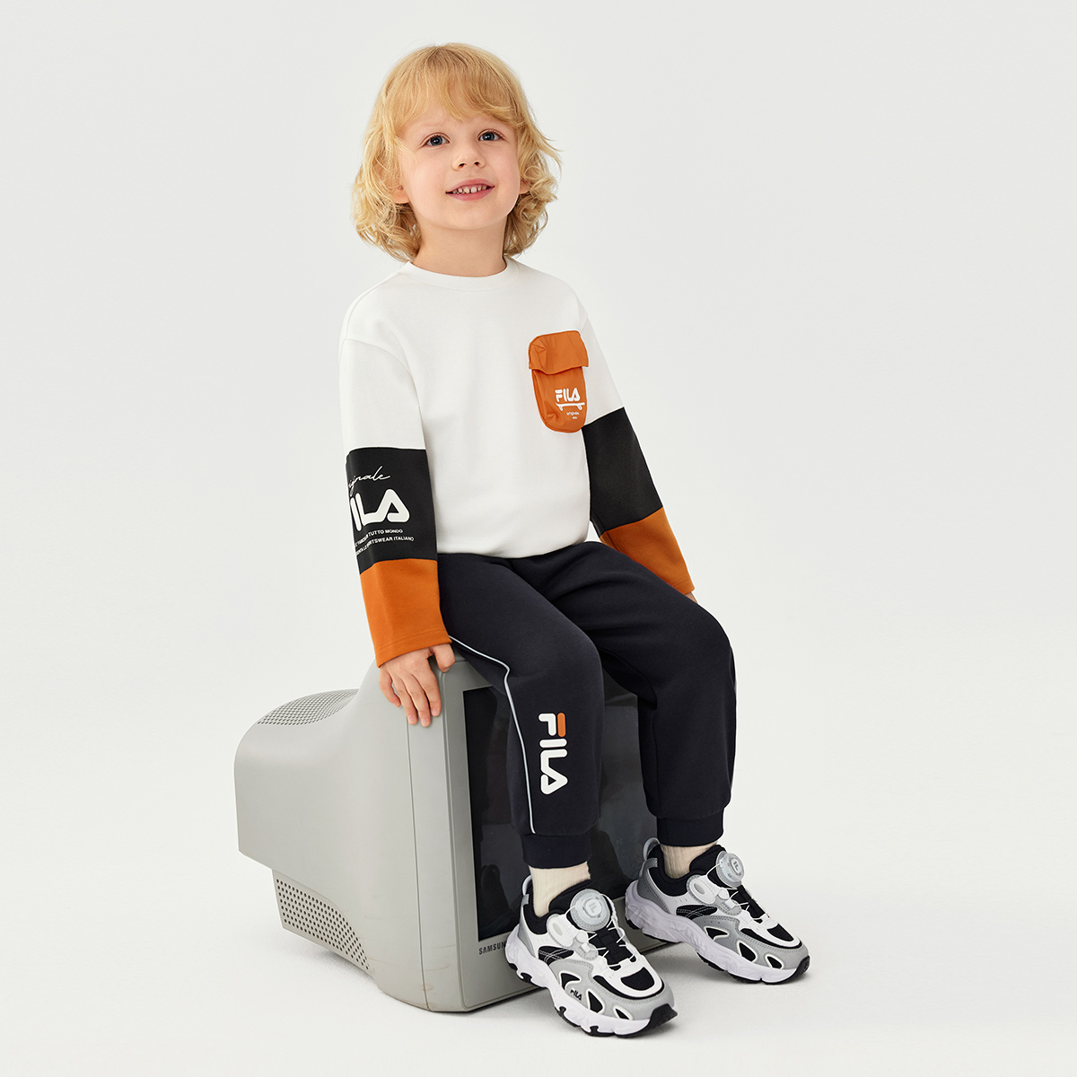 Трикотажные спортивные штаны для детей 3-7 лет FILA KIDS, синий — фото 3