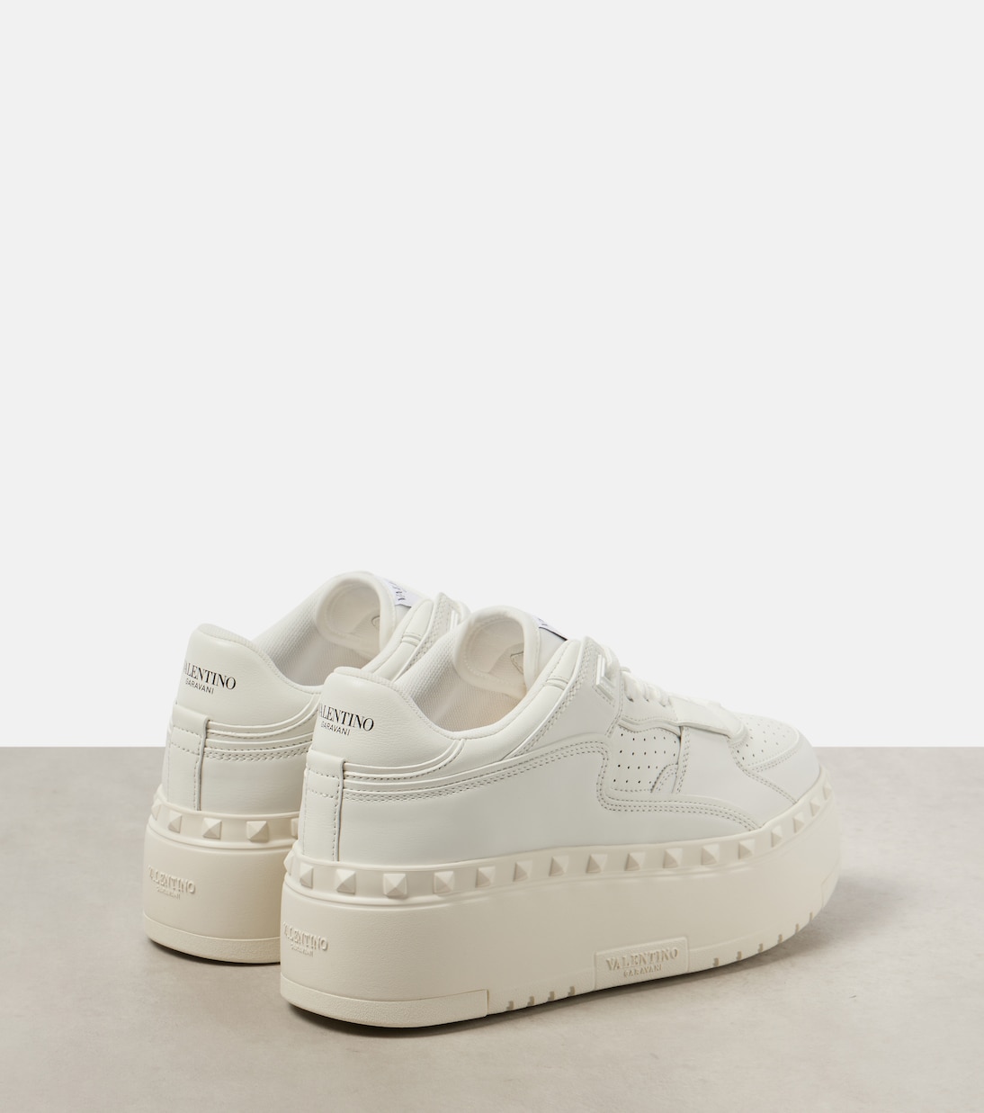 Freedots XL кожаные платформенные кроссовки Valentino Garavani, Bianco/Bianco/Bianco/Bianco — фото 3