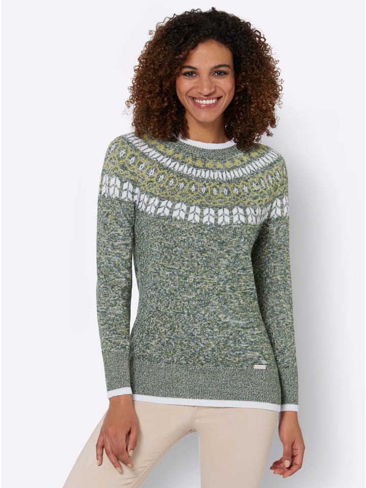 

WITT WEIDEN Норвежский свитер меланжевого цвета цвета мха и лайма