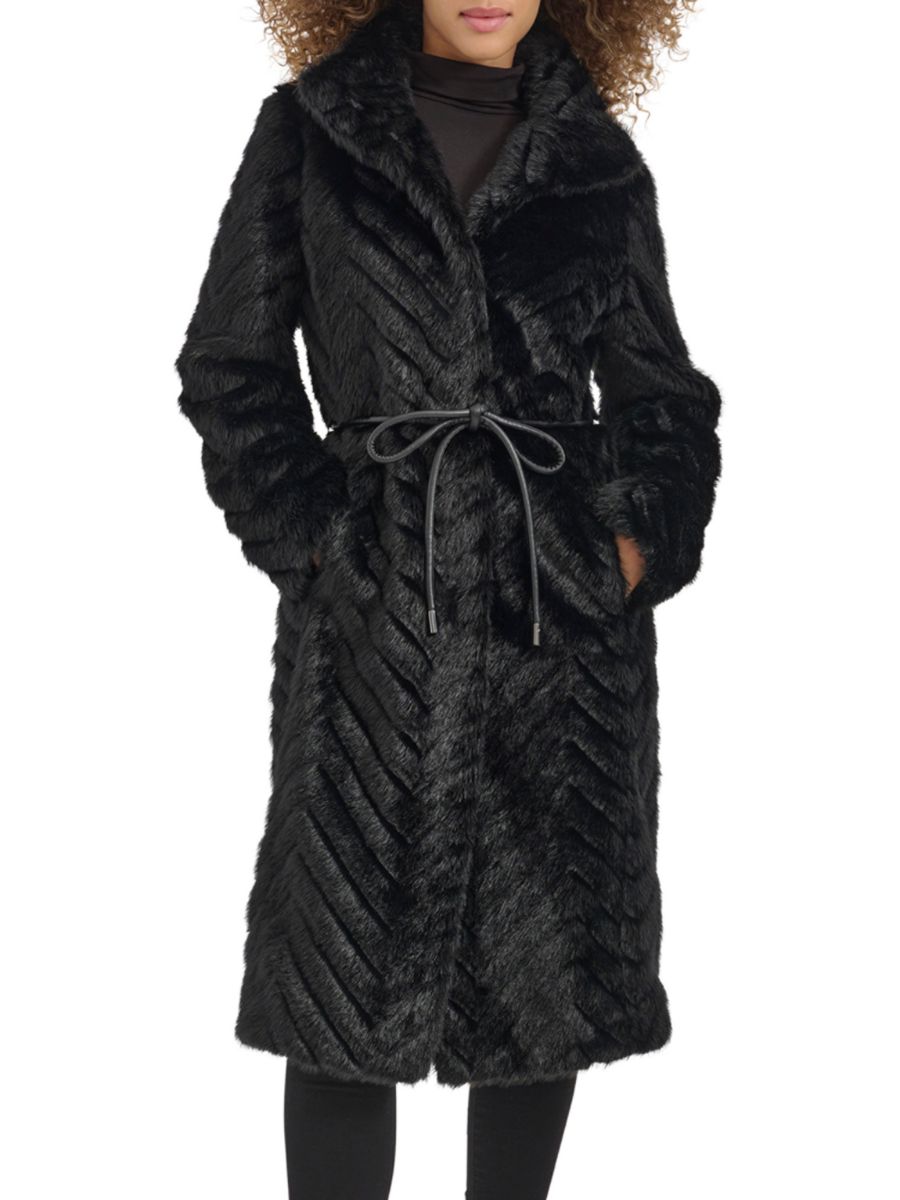 

Пальто с отделкой из искусственной кожи Kenneth Cole, черный