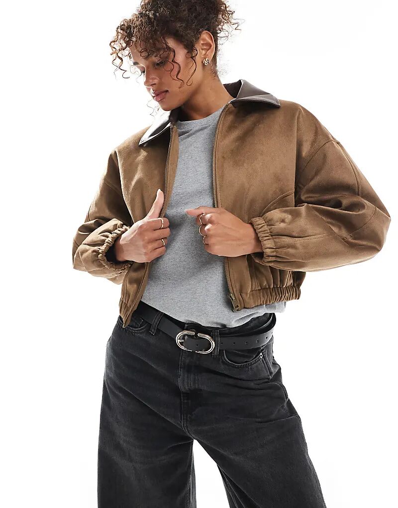 

Куртка-бомбер из искусственной замши ASOS DESIGN цвета мокко, Коричневый, Куртка-бомбер из искусственной замши ASOS DESIGN цвета мокко