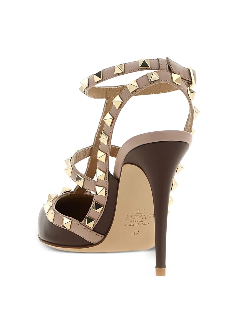 Туфли Rockstud Caged из кожи 100 мм VALENTINO GARAVANI, коричневый — фото 3