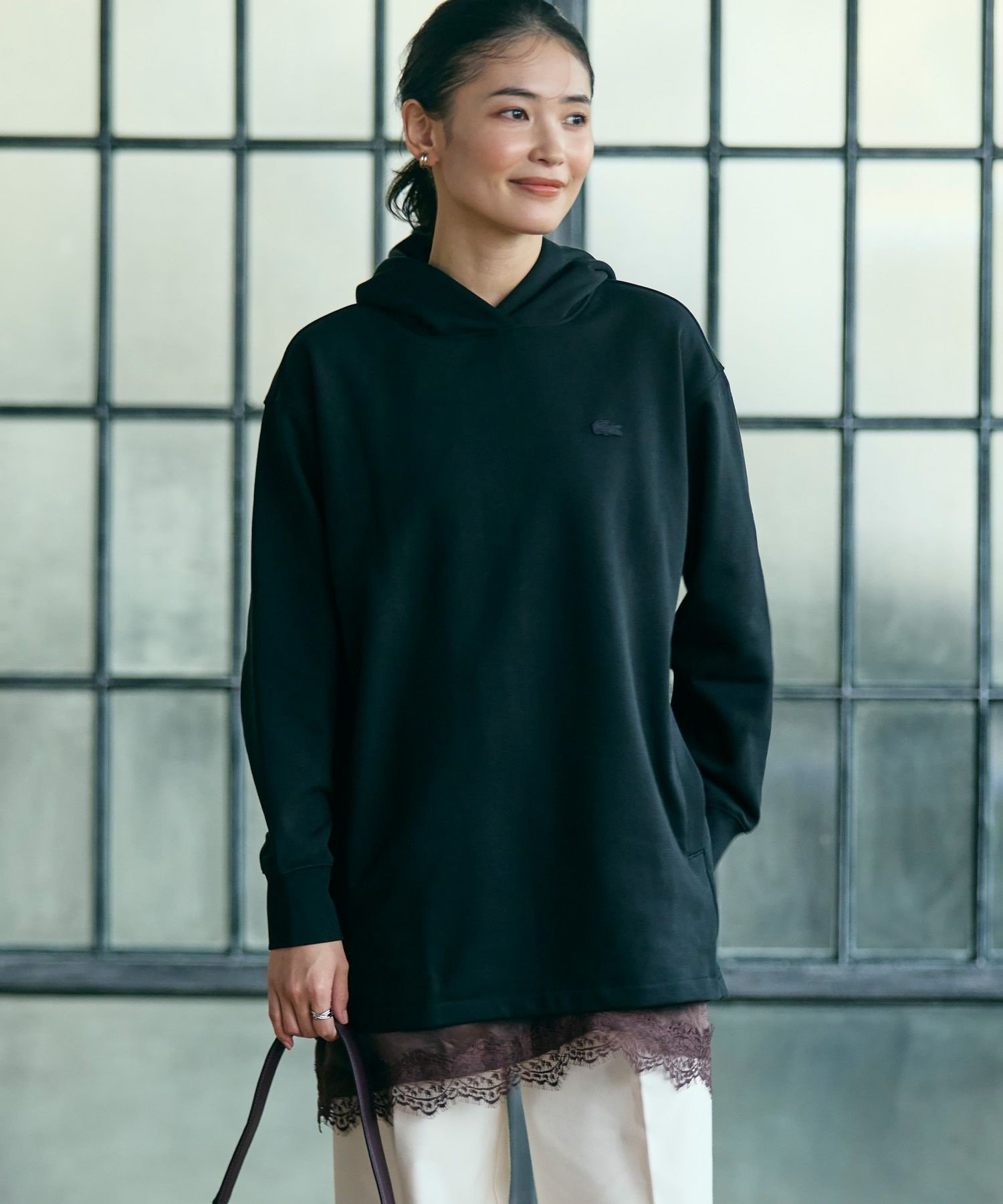 Толстовка LACOSTE с капюшоном, Black