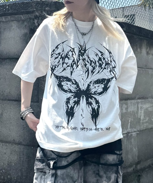 

Футболка оверсайз с короткими рукавами, принт скелет и бабочки ILL'S, белый