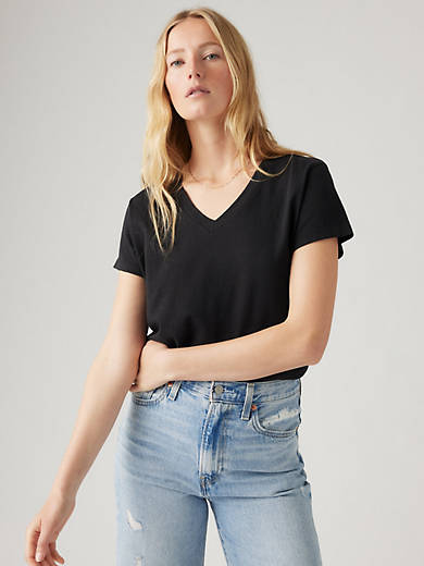 

Футболка свободного кроя с V-образным вырезом Levi's, цвет Caviar Slub - Black
