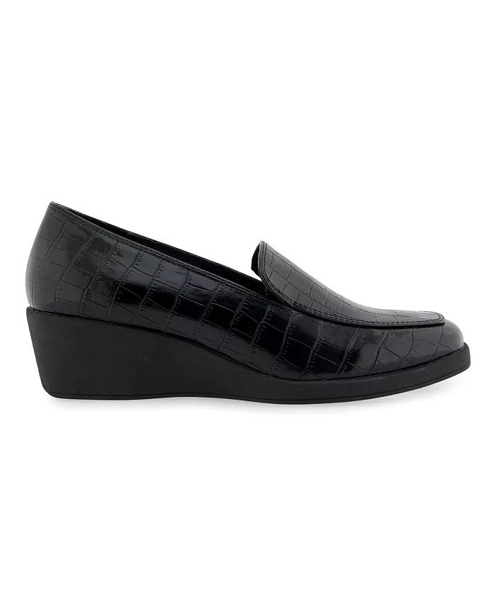 Женские лоферы на тракторной подошве с клиновидным каблуком Aerosoles, черный — фото 2