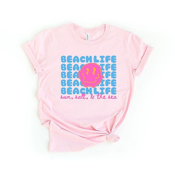 

Футболка с принтом Beach life smiley face Simply Sage Market, Pink