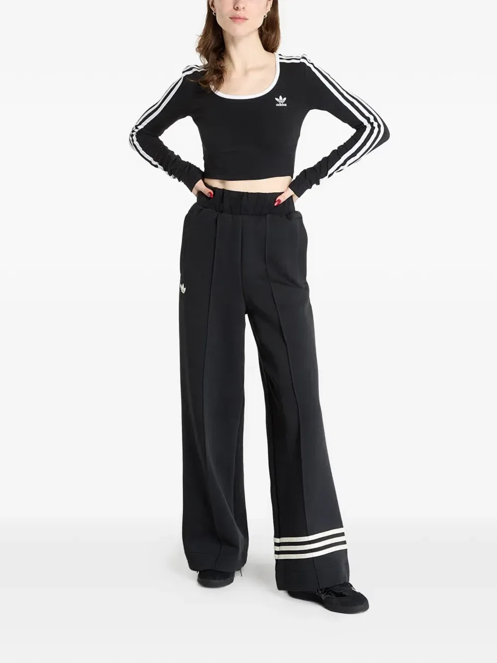 Спортивные брюки в полоску с карманами Adidas, черный — фото 2