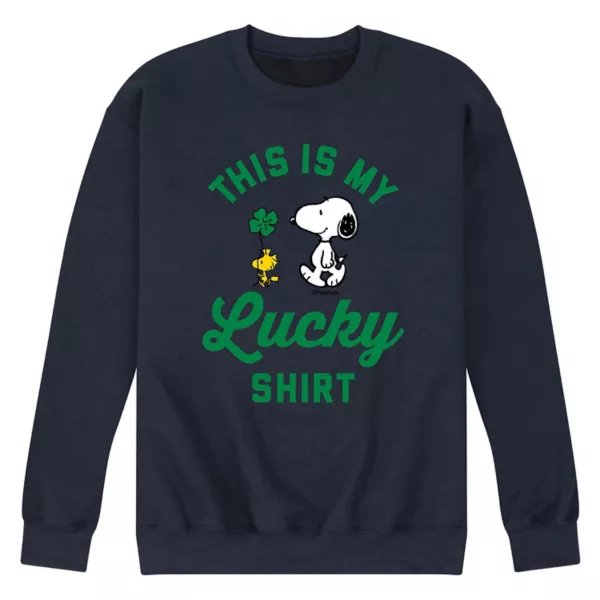 

Мужская флисовая толстовка с надписью «Peanuts Lucky» Licensed Character, синий