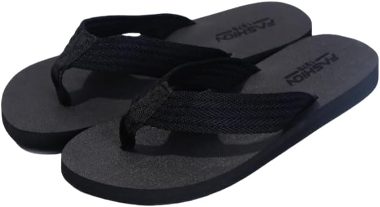 

Мужские шлепанцы с плоской резиновой подошвой, верх из ткани, модные, повседневные и легкие, подходят для использования в помещении и на улице весной и летом, а также для пляжа Hoalox, черный