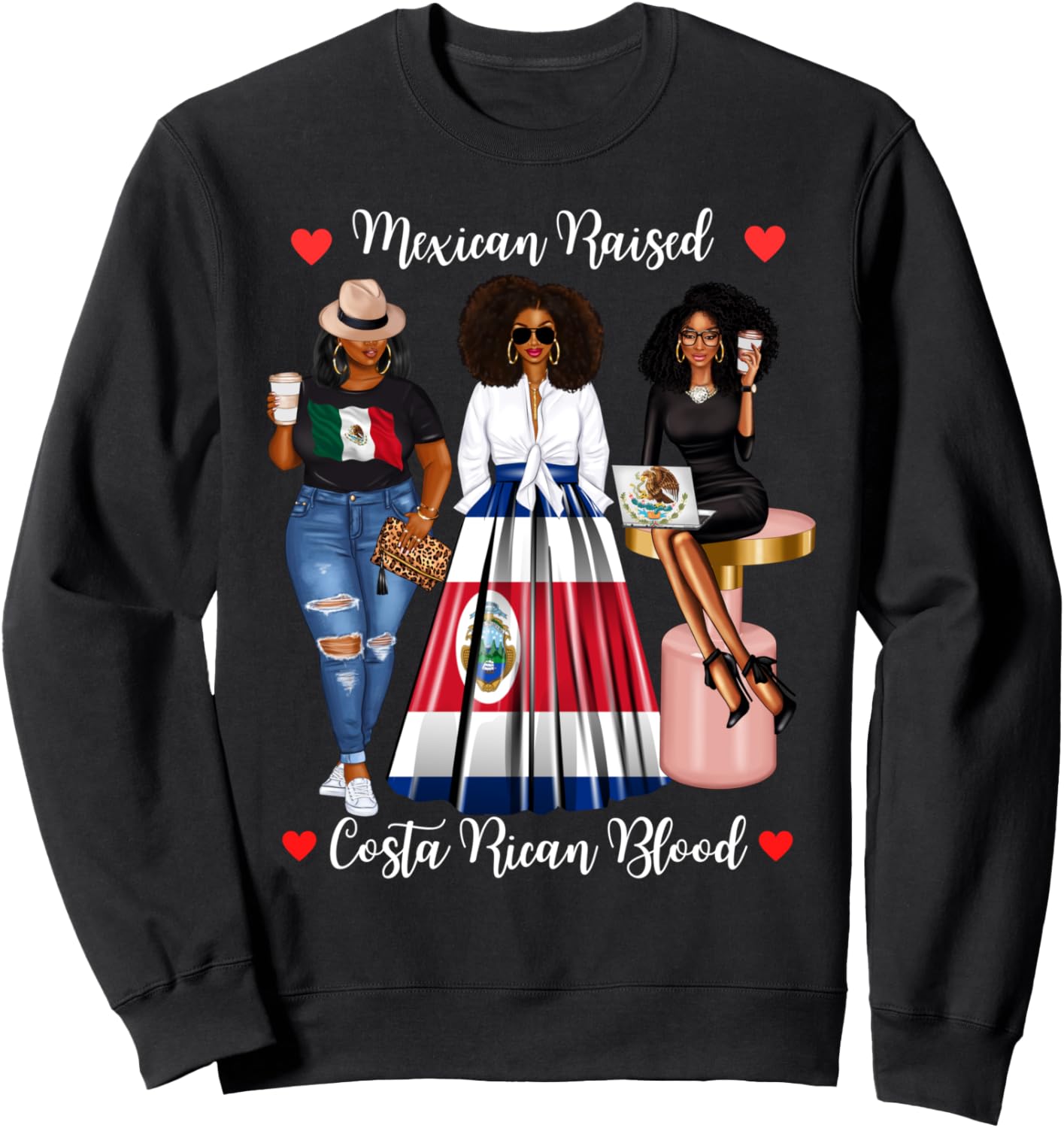 

Толстовка с изображением афро-костариканского афро-мексиканского флага Коста-Рики Lush Mexican Raised, черный