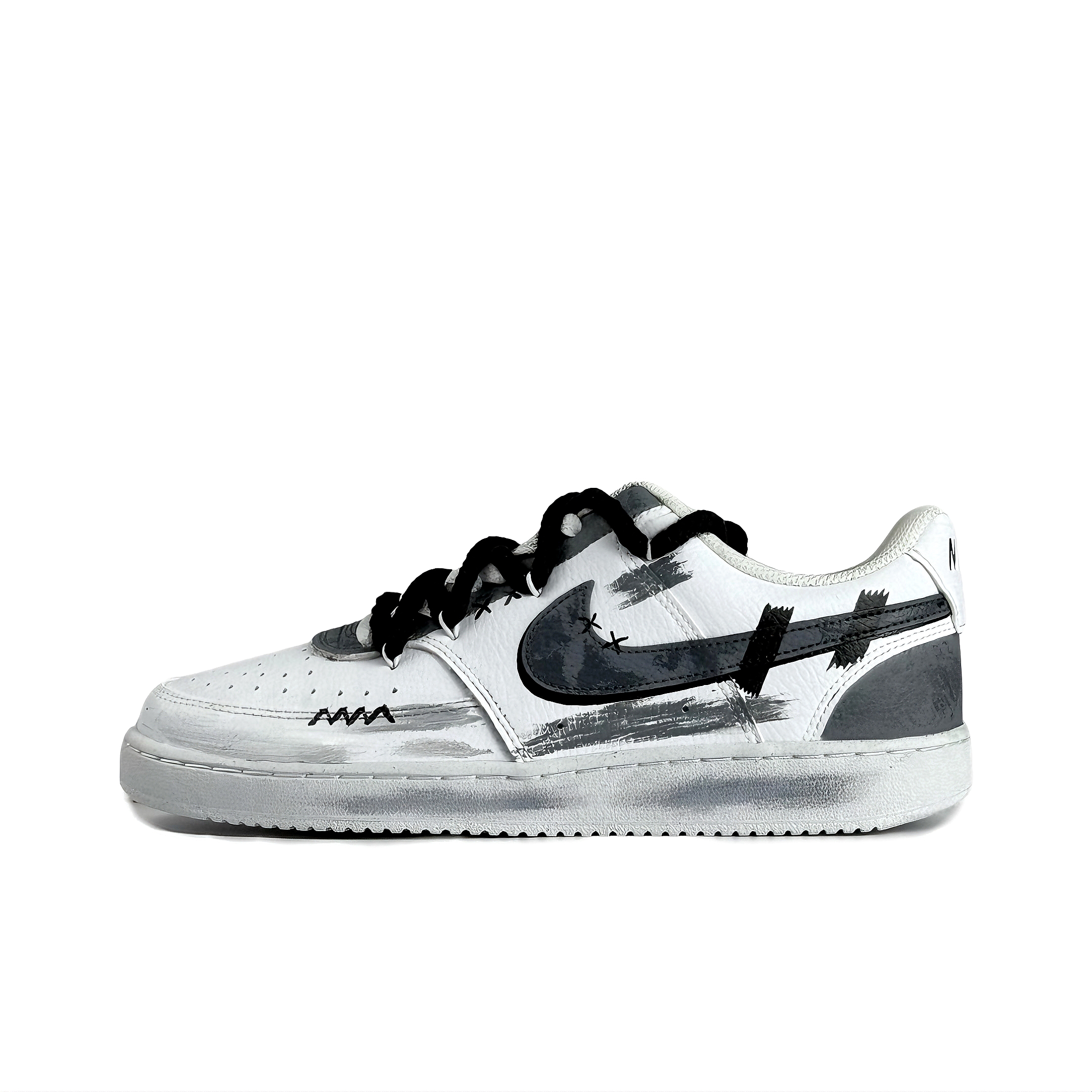 

Nike Кроссовки Court Vision 1 Gray White Prologue, износостойкие, низкие, для скейтбординга, мужские, серые