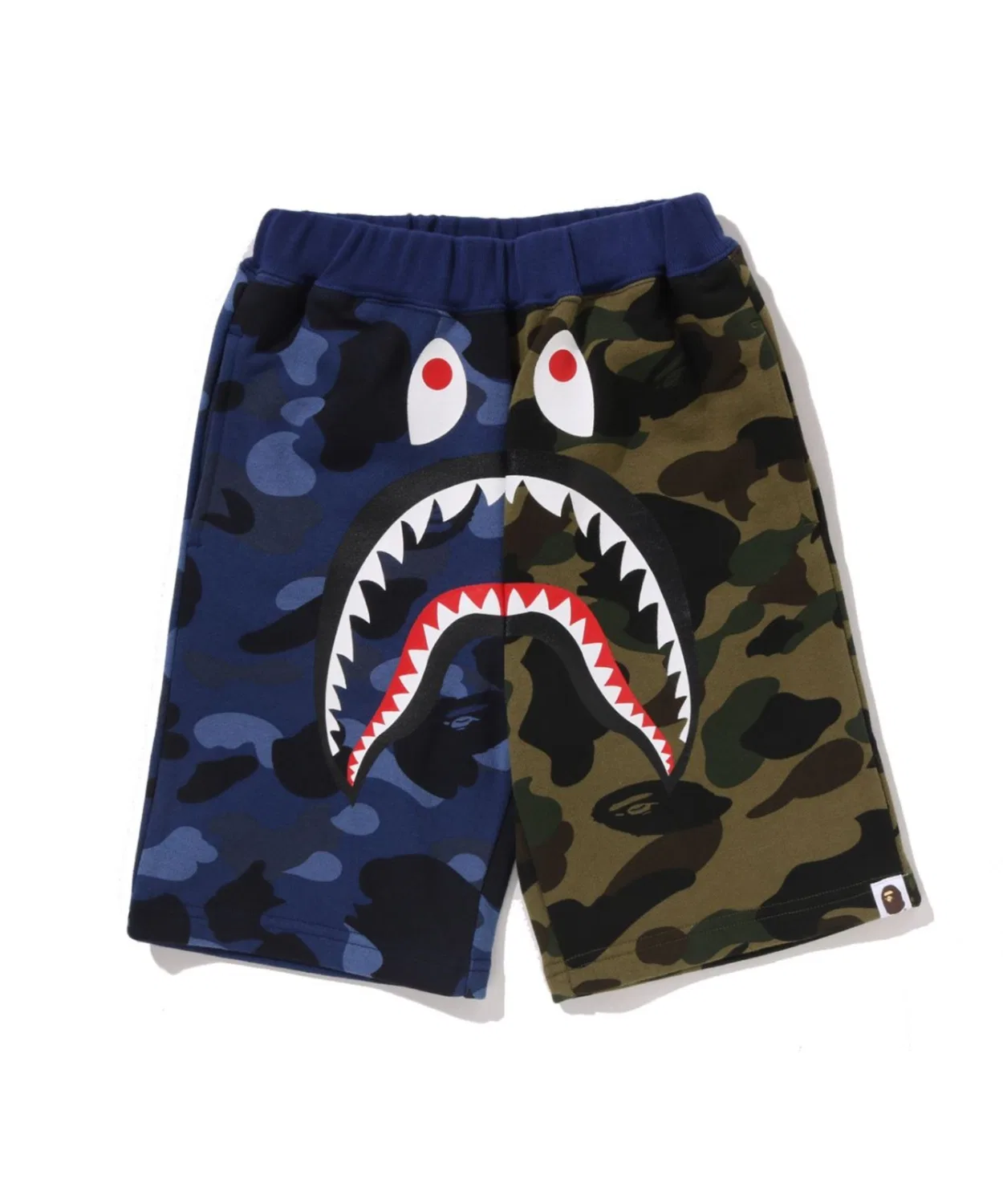 Шорты спортивные с камуфляжем BAPE SPLIT CAMO SHARK, синий