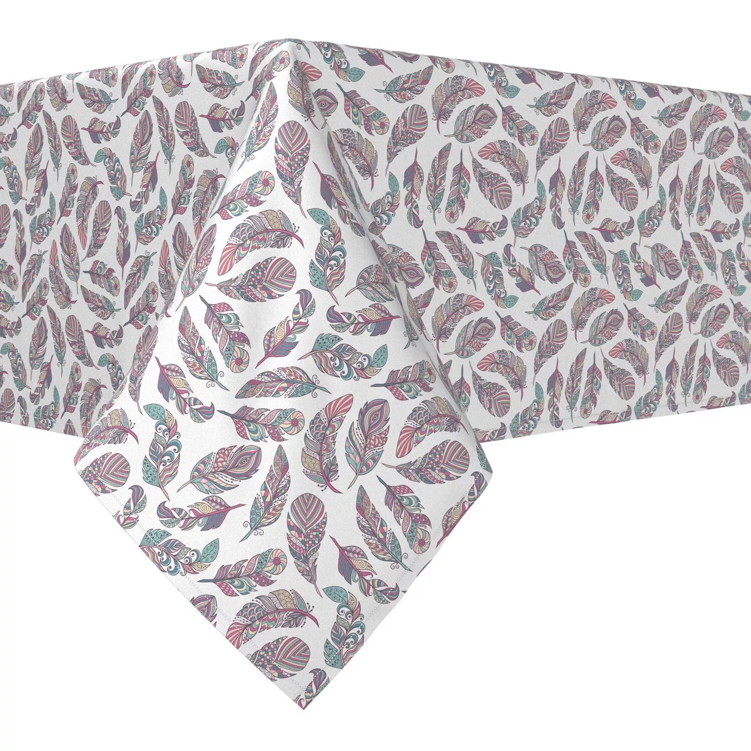 

Квадратная скатерть, 100 % хлопок, 52x52 дюйма, с узором из перьев.