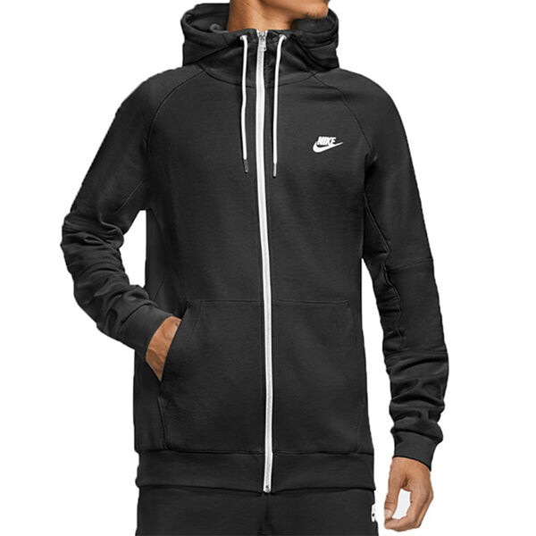 Куртка современная флисовая кардиган с капюшоном и логотипом Nike, черный — фото 4