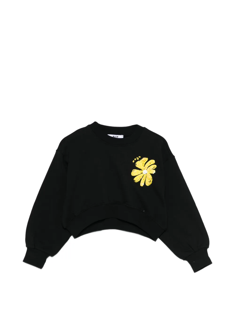 

Свитшот с цветами из пайеток Msgm Kids, черный