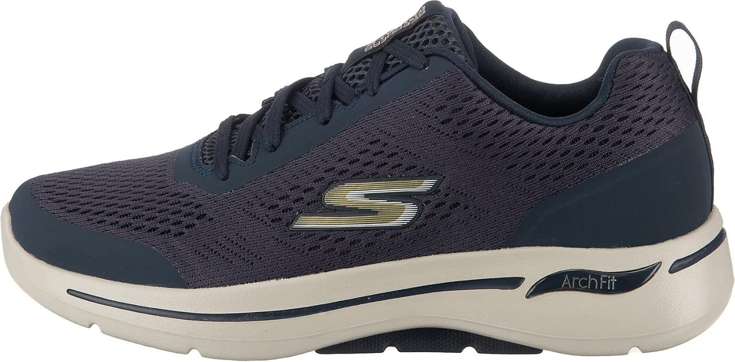 Мужские кроссовки для ходьбы Skechers Gowalk с поддержкой свода стопы, синий/золотой/темно-синий — фото 3