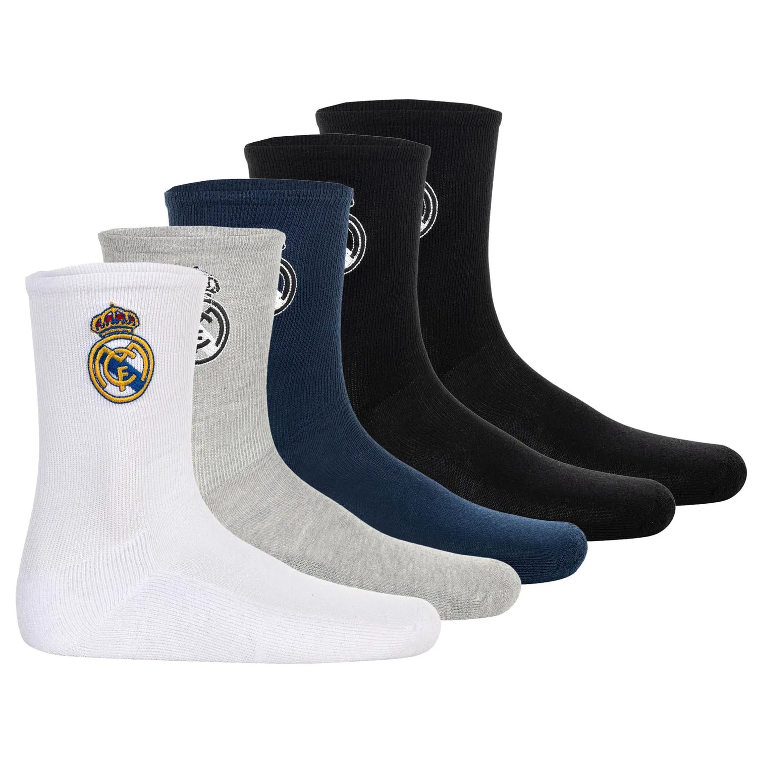 Носки детские 5 пар, Real Madrid, белый/черный/темно-синий/серый