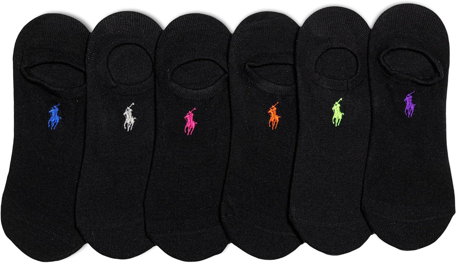 

Женские спортивные носки POLO RALPH LAUREN из хлопка - упаковка из 6 пар - дышащая сетка и спортивная амортизация, Black Assorted