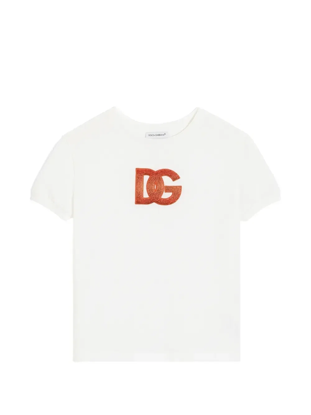 Футболка из джерси с вышивкой в виде логотипа из пайеток Dolce & Gabbana Kids, белый