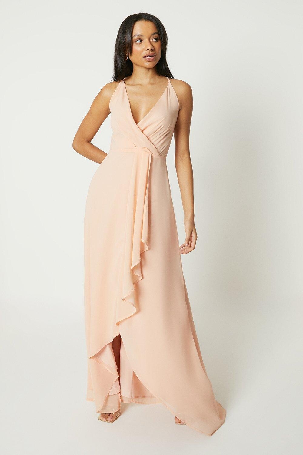 

Платье подружки невесты с запахом и перекрестием на спине Debut London by Coast Debenhams, оранжевый