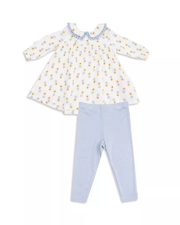 

Детский комплект: платье в западном стиле с воротником «Питер Пэн» и ребристые леггинсы. Angel Dear, белый