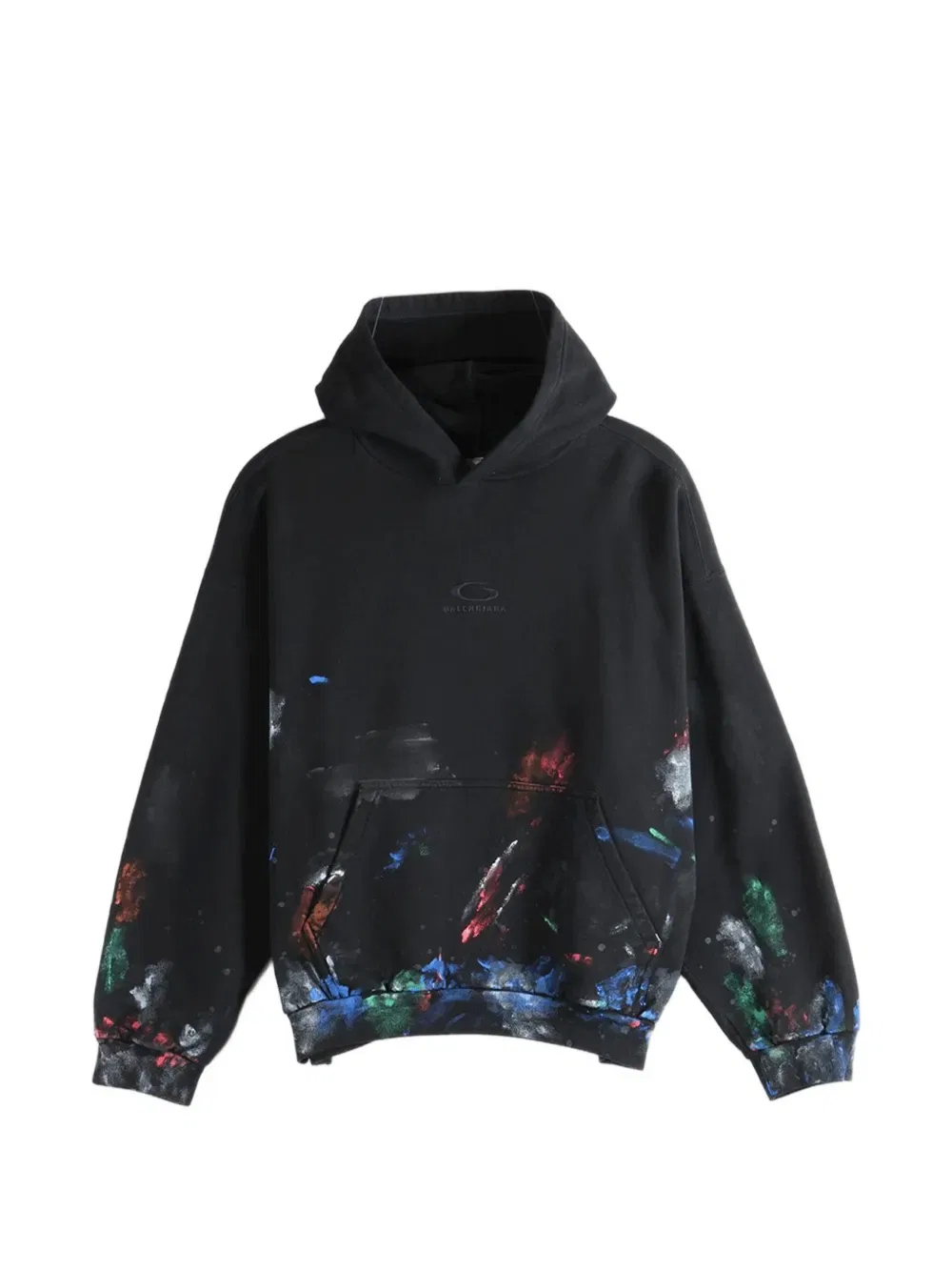 Худи с вышитым логотипом Paint-Splatter Balenciaga, черный